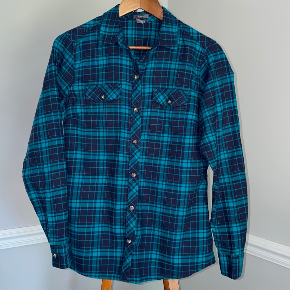 Eddie Bauer Green Long Sleeve Flannel